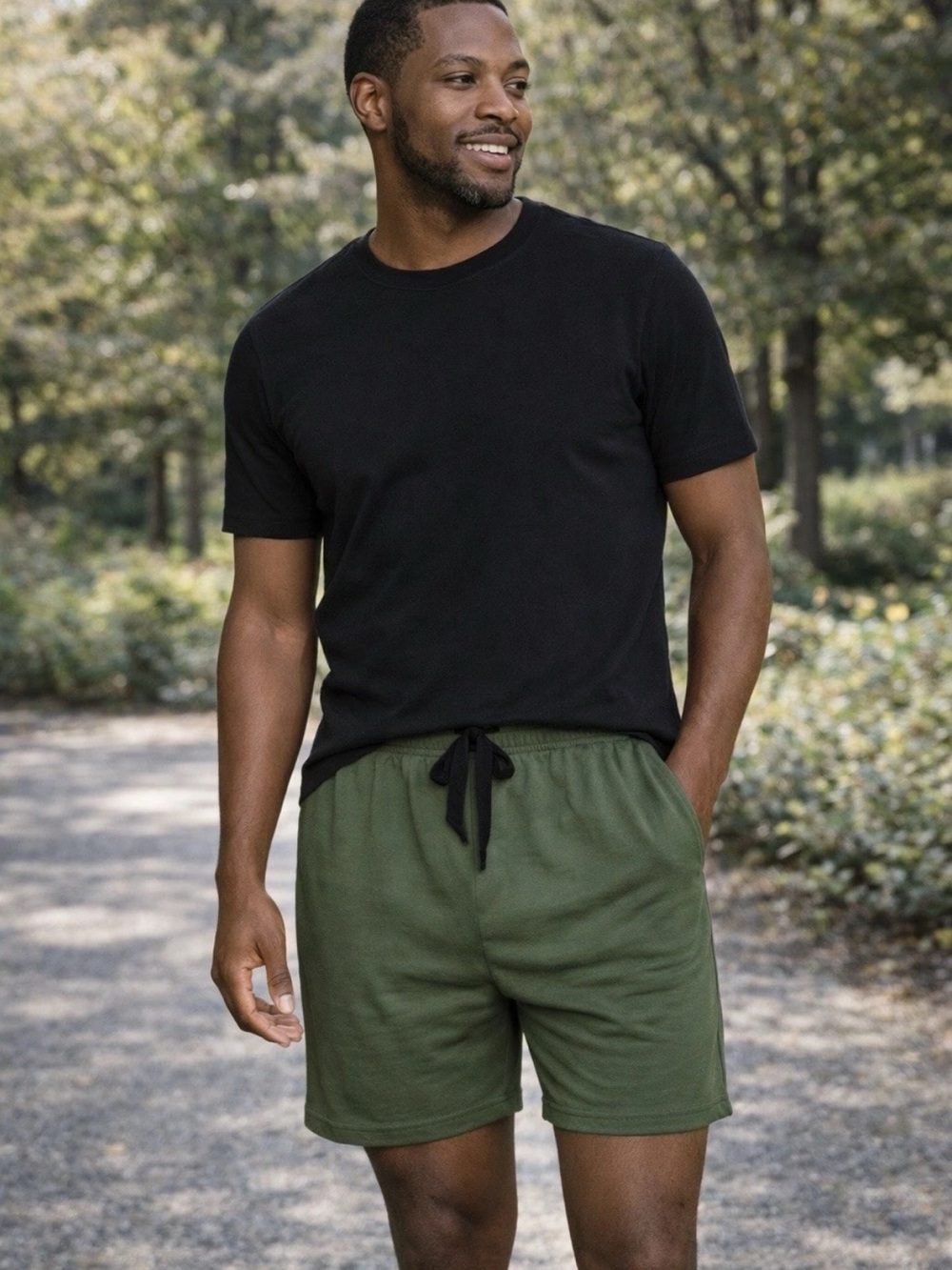 Men's Olive Green Drawstring Shorts